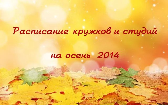 Расписание занятий кружков и студий (осень - зима 2014)